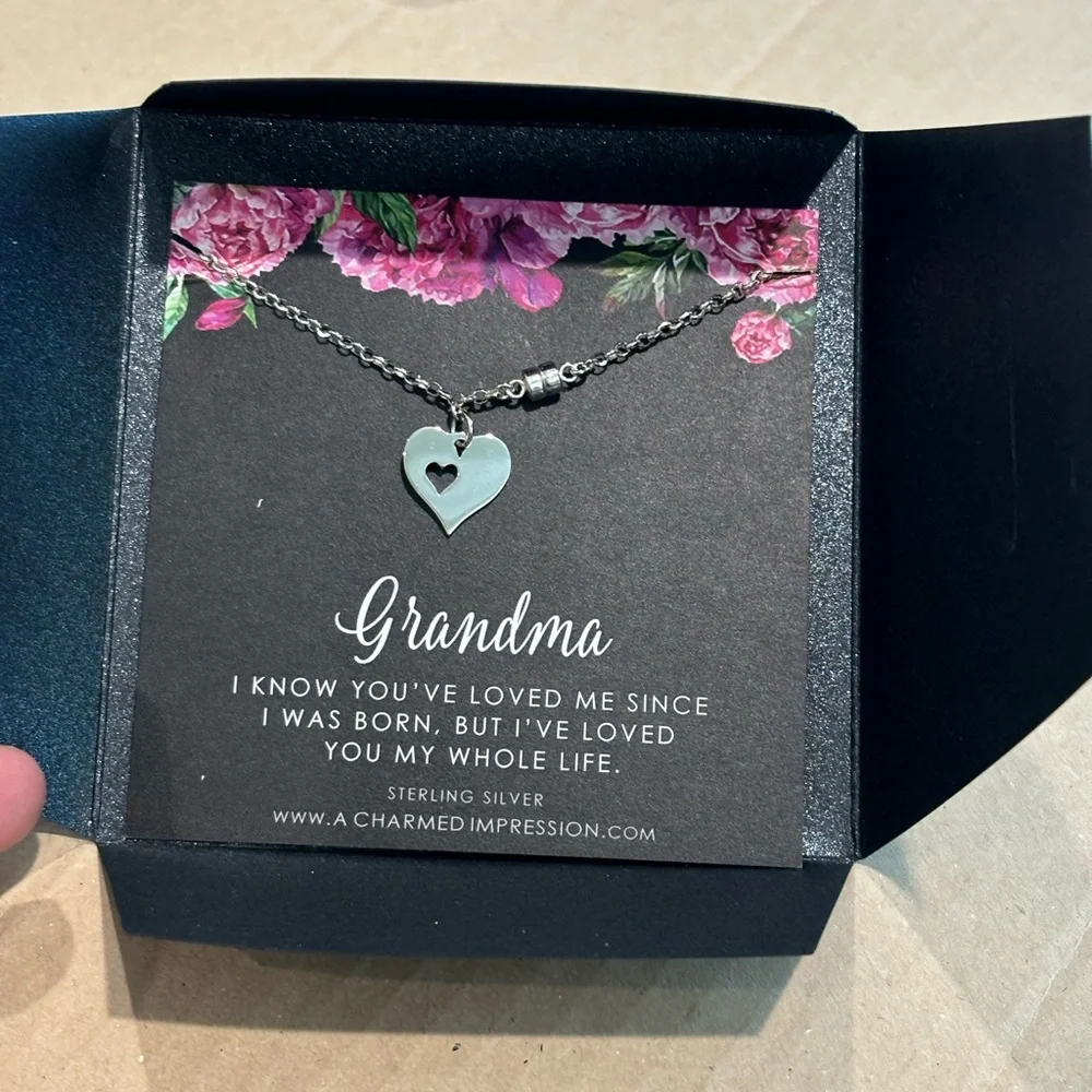 Gift for Grandma • Two Heart‎ Charm Bracelet• Grandmother Jewelry